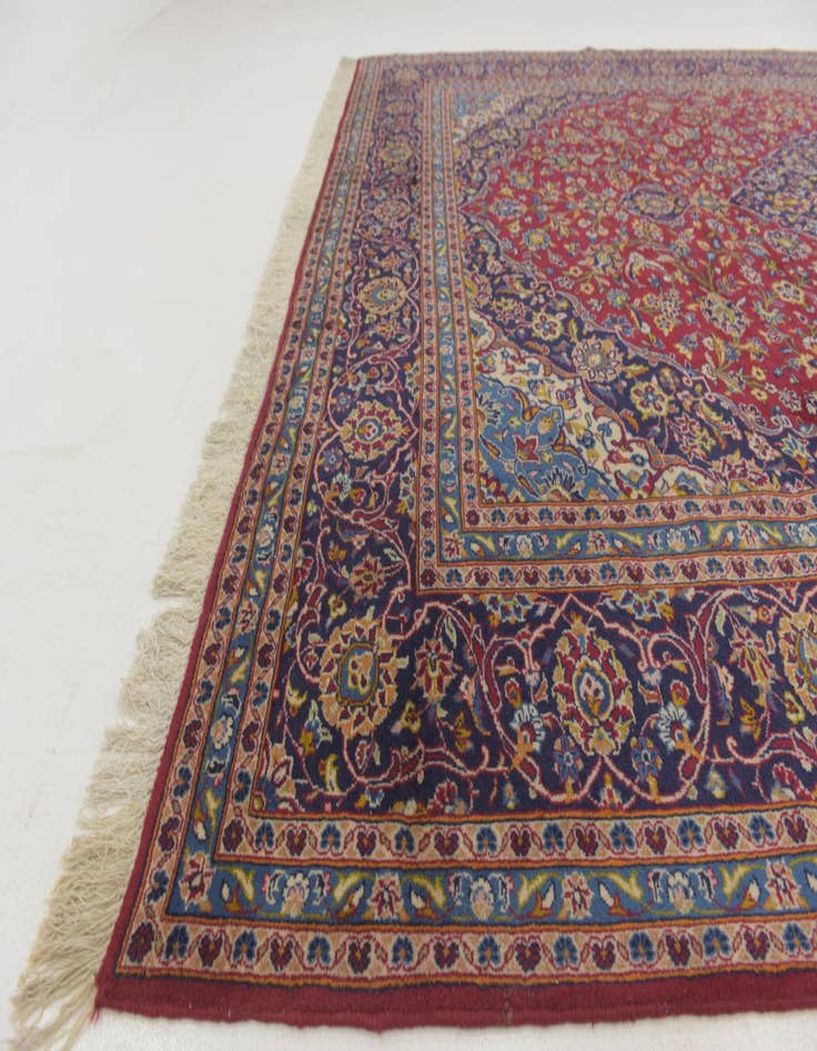 Detail image of  9' 9 x 13' 2  Hand Knotted Kashan Persian Wool Rug