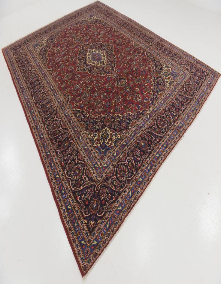 Detail image of  9' 9 x 12' 8  Hand Knotted Kashan Persian Wool Rug