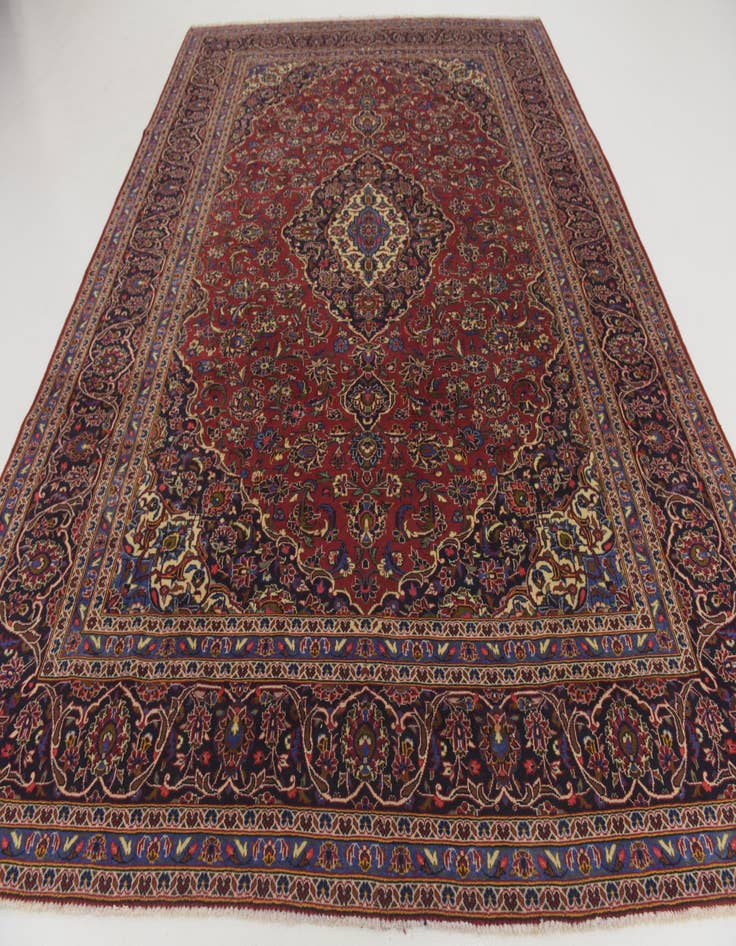 Detail image of  9' 9 x 12' 8  Hand Knotted Kashan Persian Wool Rug