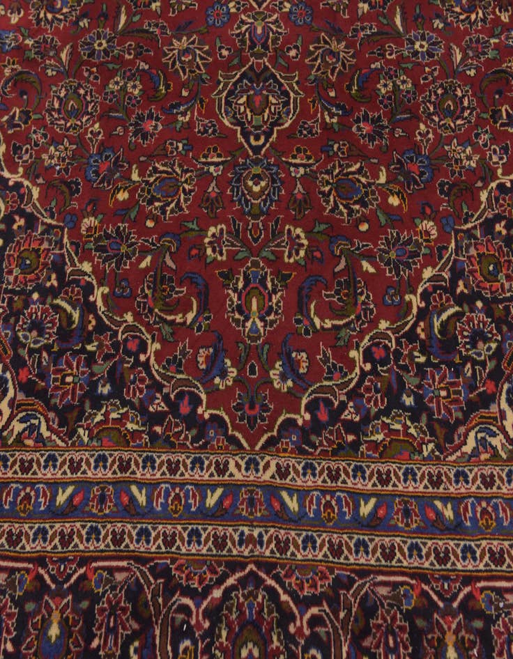 Detail image of  9' 9 x 12' 8  Hand Knotted Kashan Persian Wool Rug