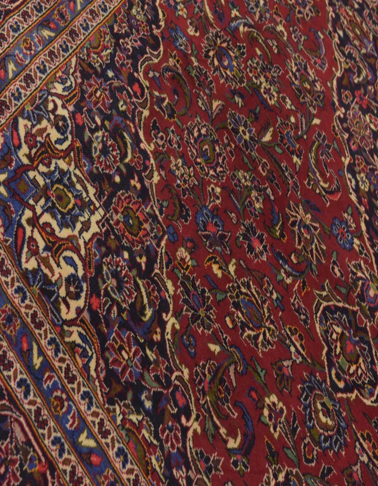 Detail image of  9' 9 x 12' 8  Hand Knotted Kashan Persian Wool Rug