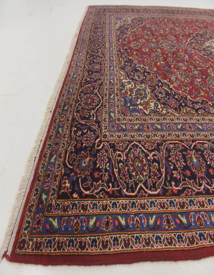 Detail image of  9' 9 x 12' 8  Hand Knotted Kashan Persian Wool Rug