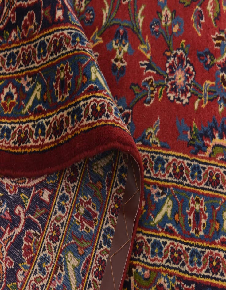 Detail image of  9' 6 x 13'  Hand Knotted Kashan Persian Wool Rug