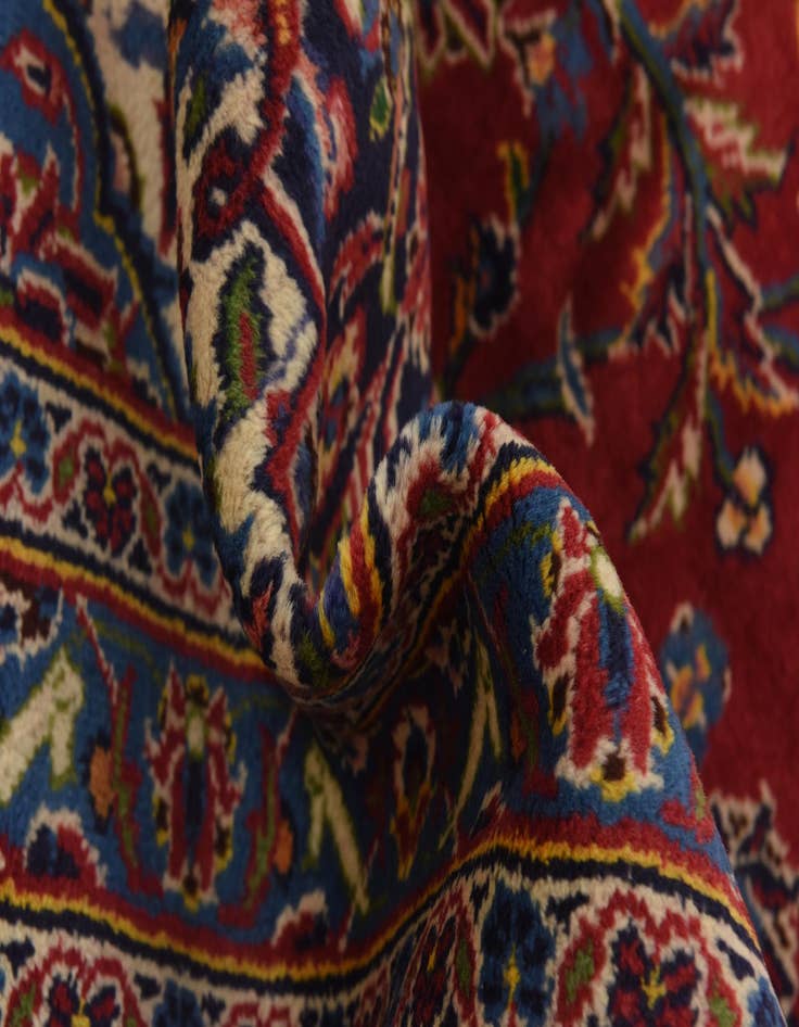 Detail image of  9' 6 x 13'  Hand Knotted Kashan Persian Wool Rug