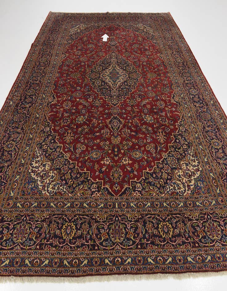 Detail image of  9' 6 x 13'  Hand Knotted Kashan Persian Wool Rug