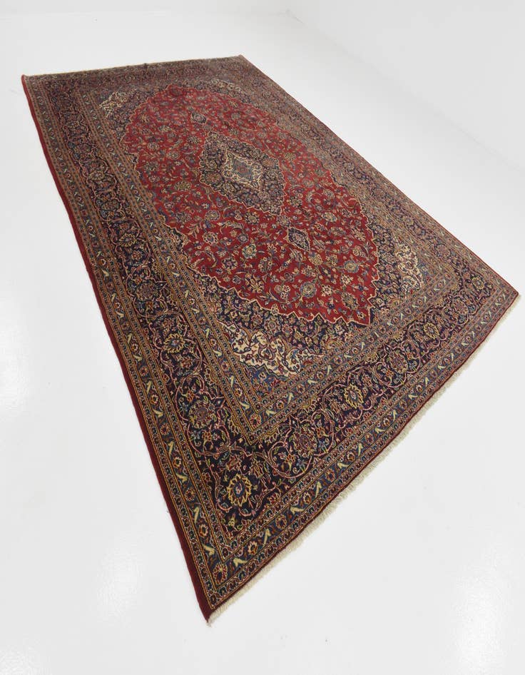 Detail image of  9' 6 x 13'  Hand Knotted Kashan Persian Wool Rug