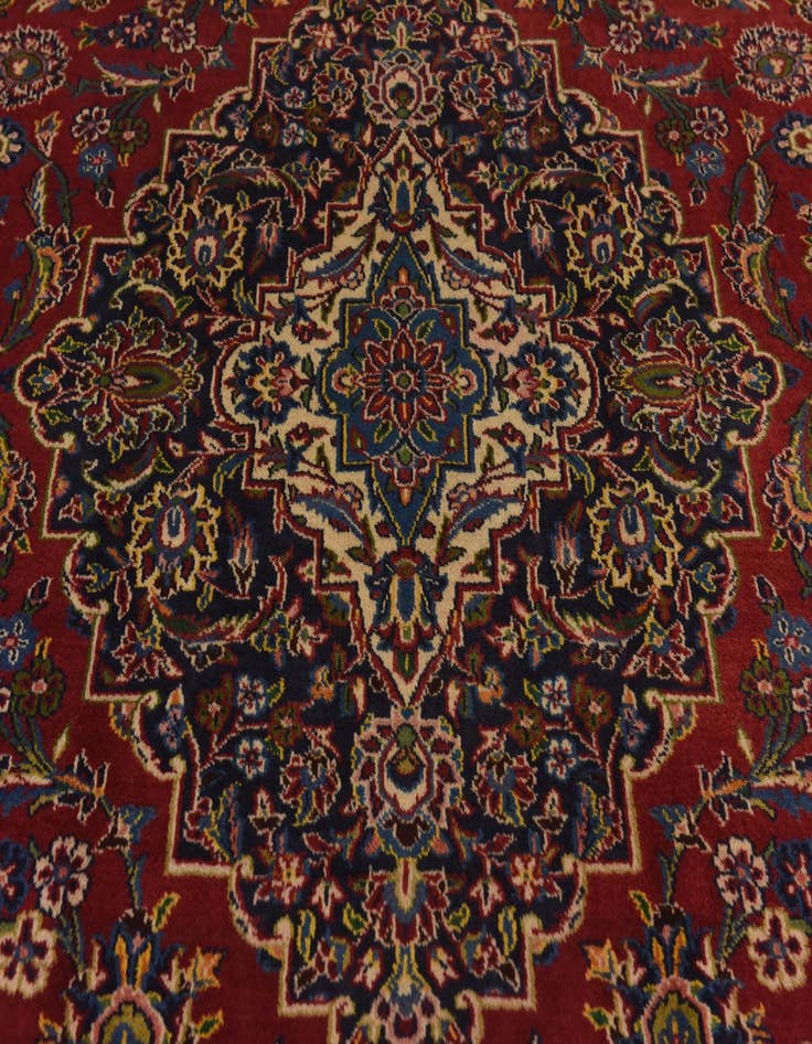Detail image of  9' 6 x 13'  Hand Knotted Kashan Persian Wool Rug