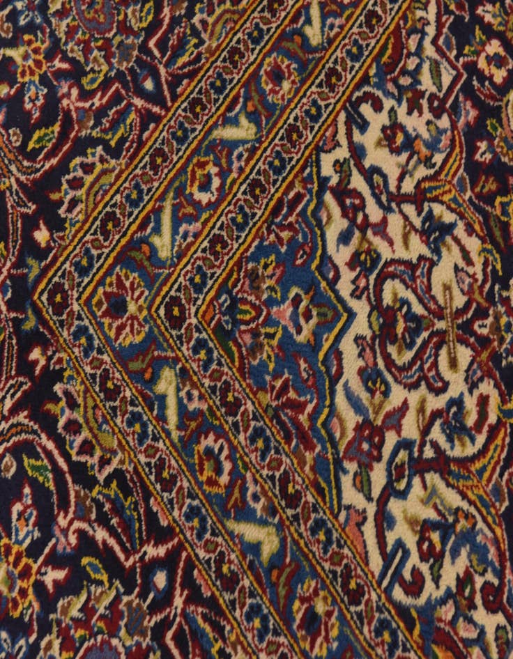 Detail image of  9' 6 x 13'  Hand Knotted Kashan Persian Wool Rug