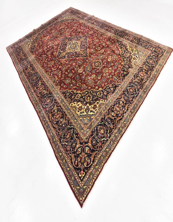 Detail image of  9' 7 x 13' 10  Hand Knotted Kashan Persian Wool Rug