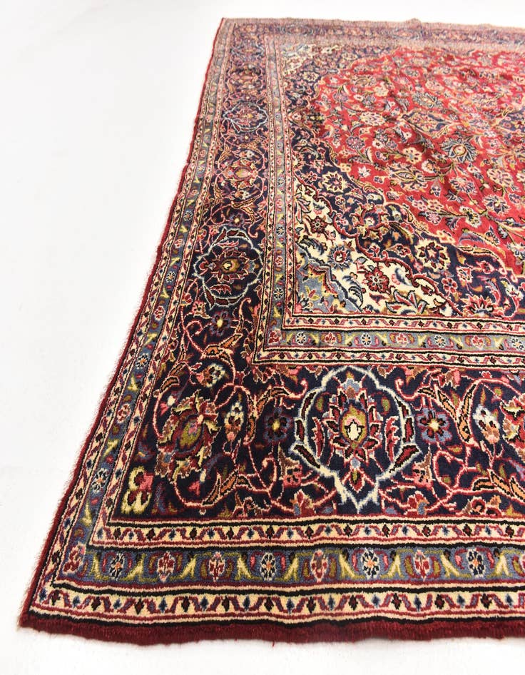 Detail image of  9' 7 x 13' 10  Hand Knotted Kashan Persian Wool Rug