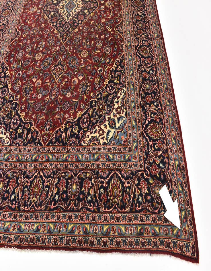 Detail image of  9' 7 x 13' 2  Hand Knotted Kashan Persian Wool Rug