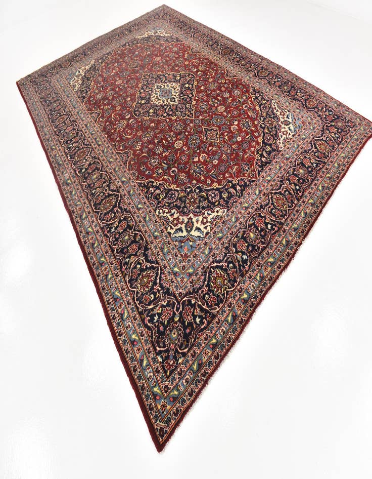 Detail image of  9' 7 x 13' 2  Hand Knotted Kashan Persian Wool Rug