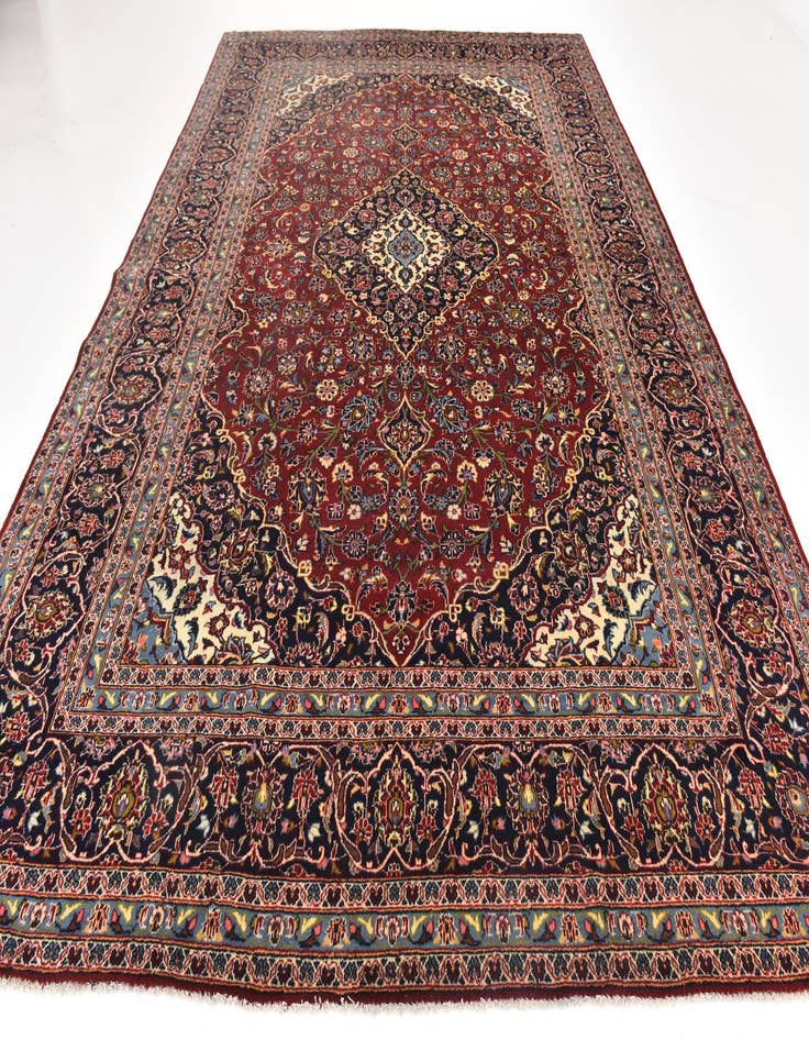 Detail image of  9' 7 x 13' 2  Hand Knotted Kashan Persian Wool Rug