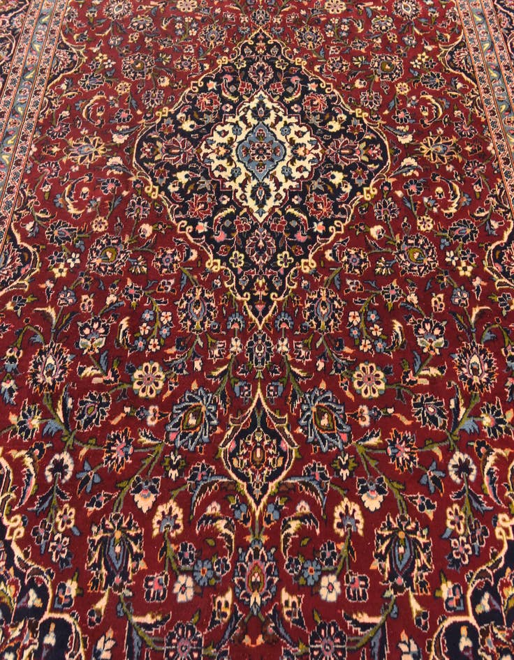 Detail image of  9' 7 x 13' 2  Hand Knotted Kashan Persian Wool Rug