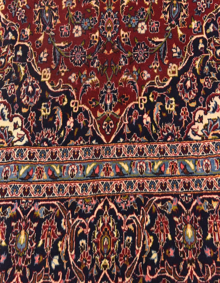 Detail image of  9' 7 x 13' 2  Hand Knotted Kashan Persian Wool Rug