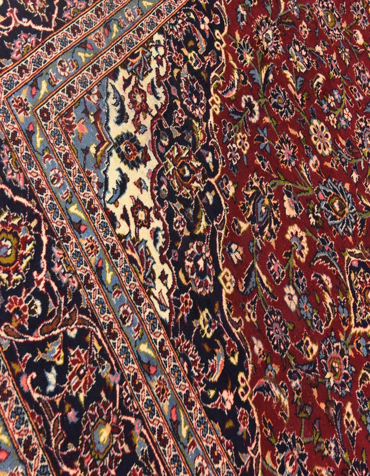 Detail image of  9' 7 x 13' 2  Hand Knotted Kashan Persian Wool Rug