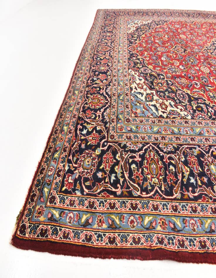 Detail image of  9' 7 x 13' 2  Hand Knotted Kashan Persian Wool Rug