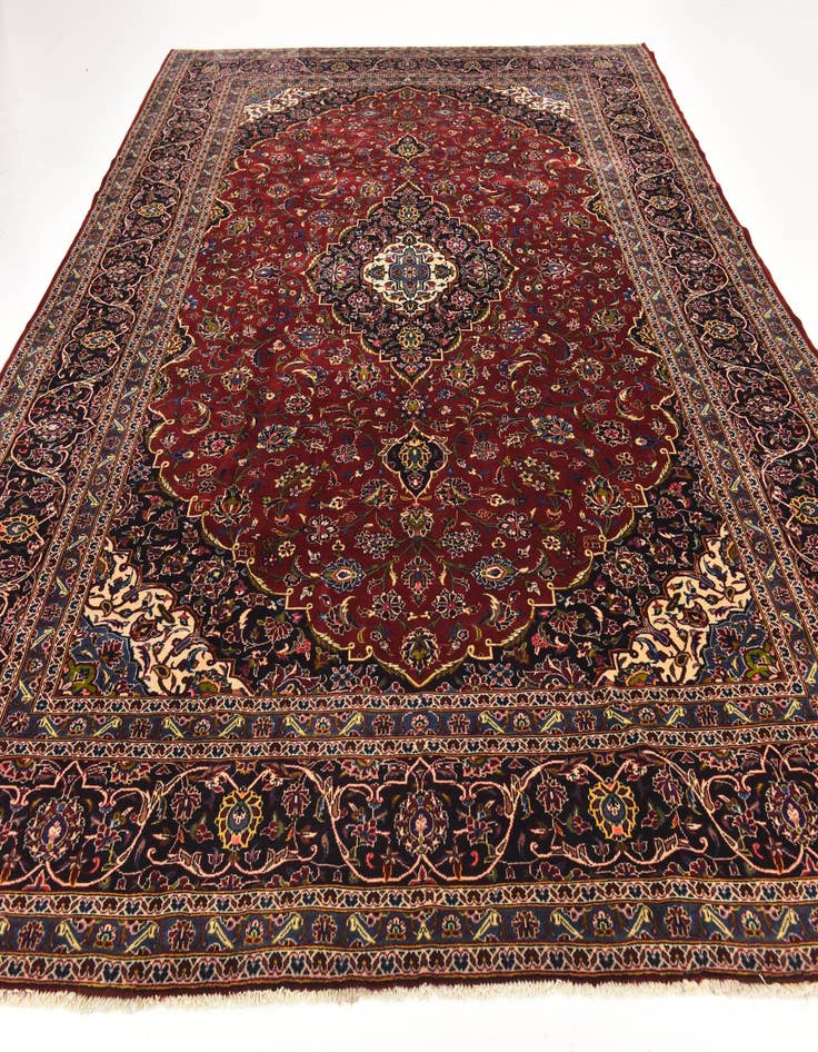 Detail image of  10' x 13'  Hand Knotted Kashan Persian Wool Rug