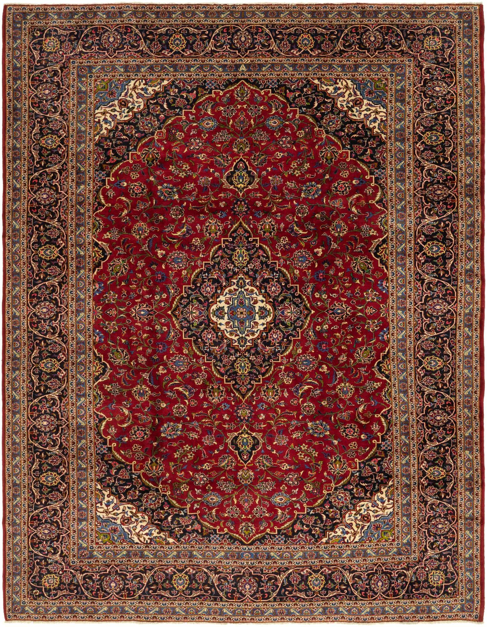 Primary image 10' x 13' Hand Knotted Kashan Persian Wool Rug