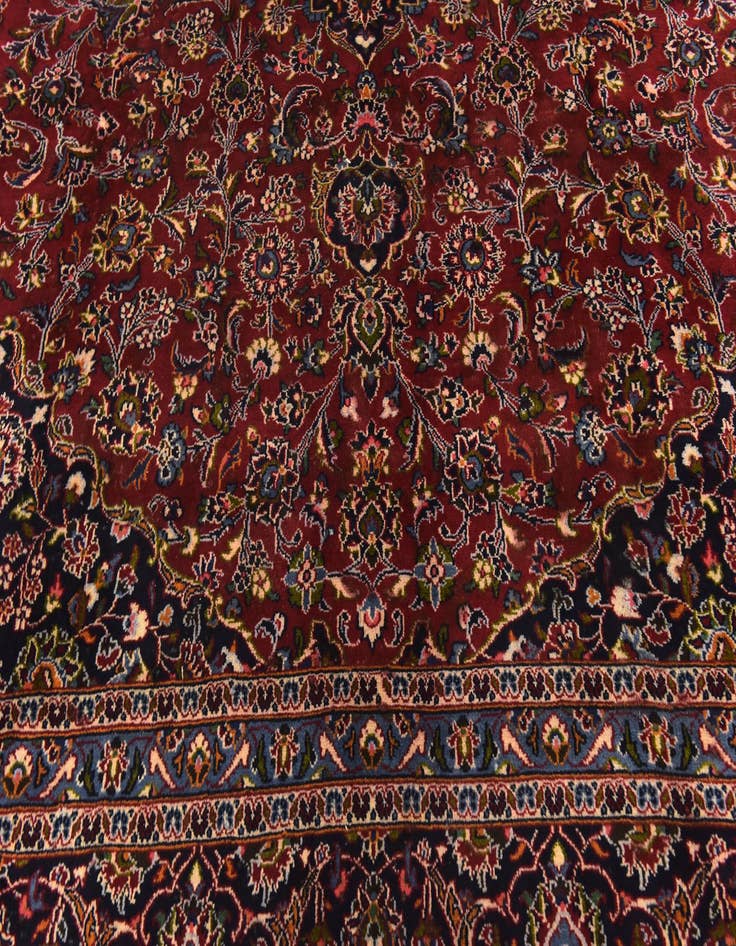 Detail image of  9' 9 x 12' 6  Hand Knotted Kashan Persian Wool Rug