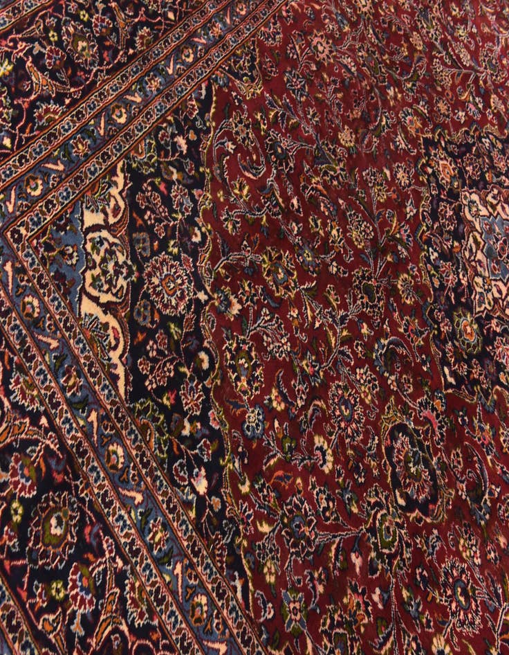 Detail image of  9' 9 x 12' 6  Hand Knotted Kashan Persian Wool Rug