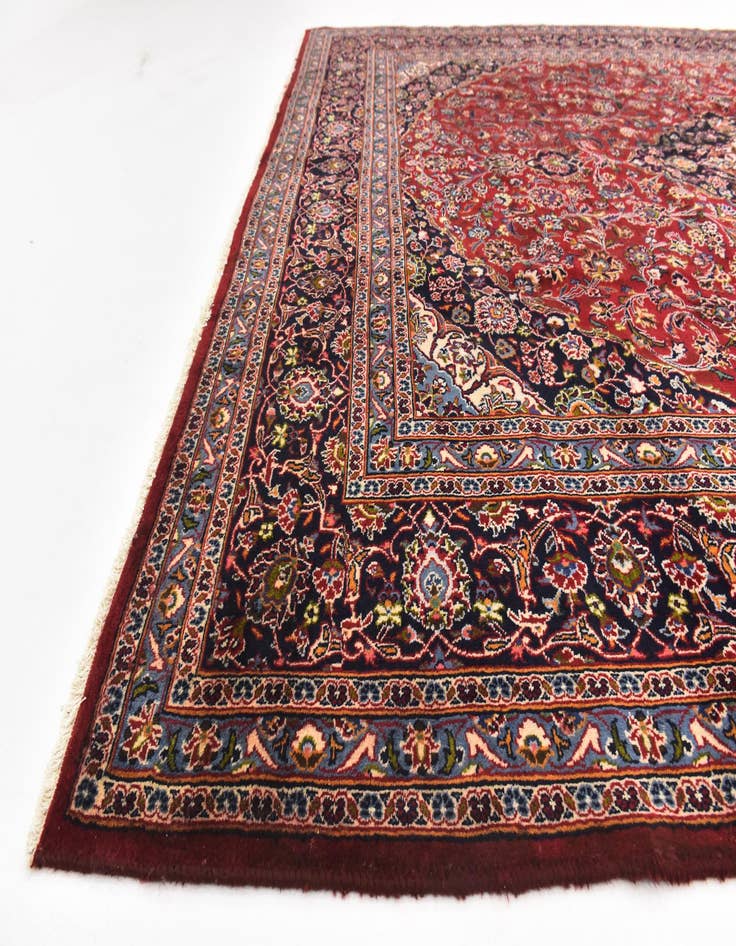 Detail image of  9' 9 x 12' 6  Hand Knotted Kashan Persian Wool Rug