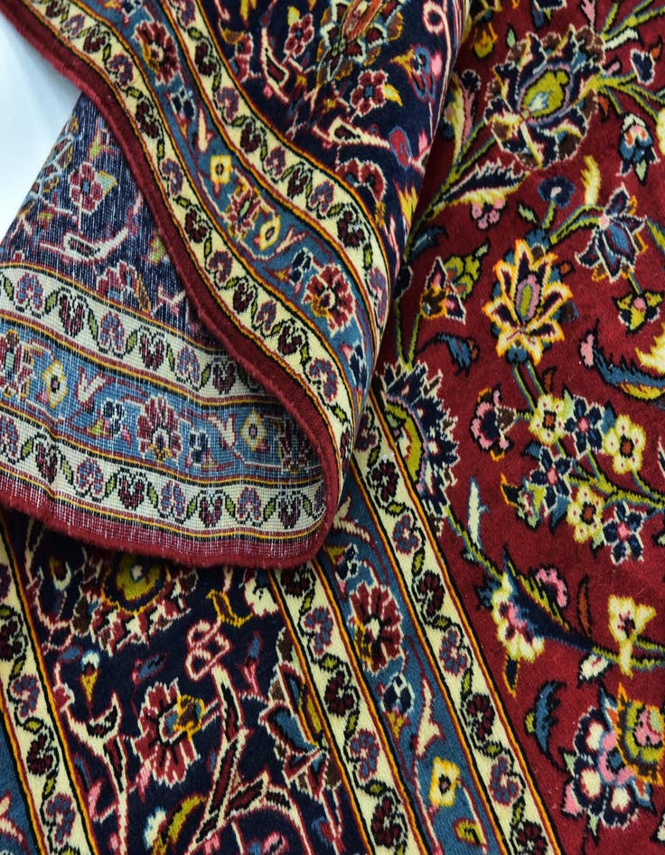 Detail image of  9' 7 x 13' 2  Hand Knotted Kashan Persian Wool Rug