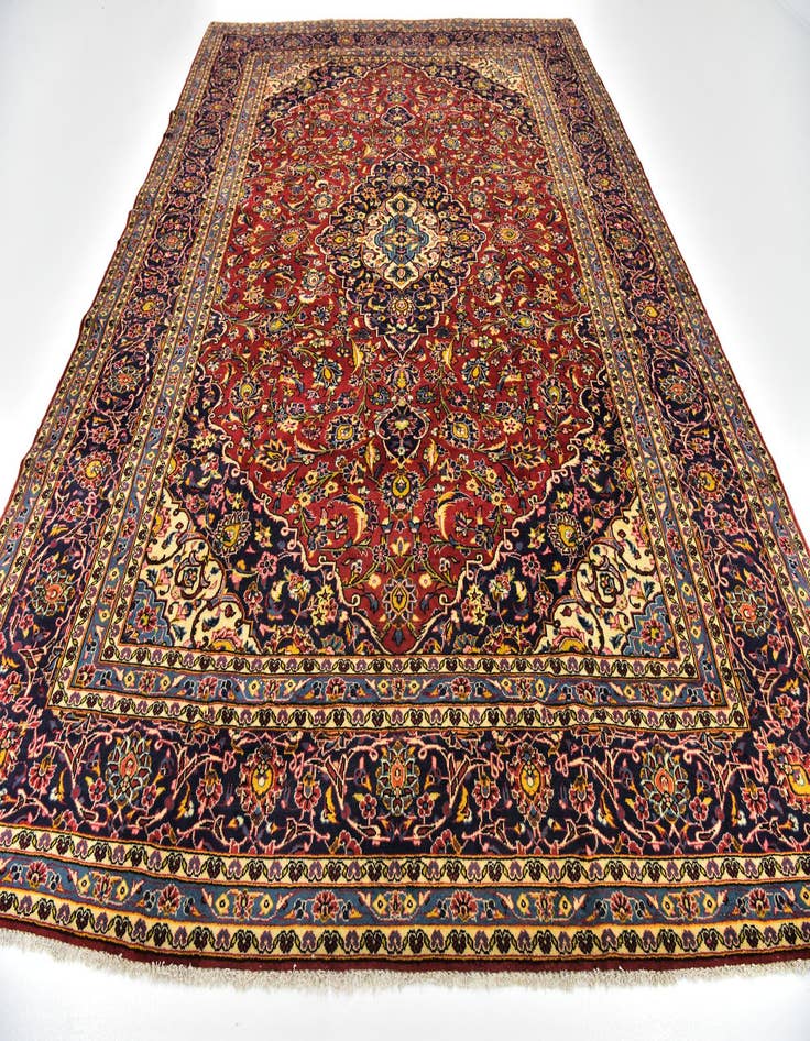 Detail image of  9' 7 x 13' 2  Hand Knotted Kashan Persian Wool Rug