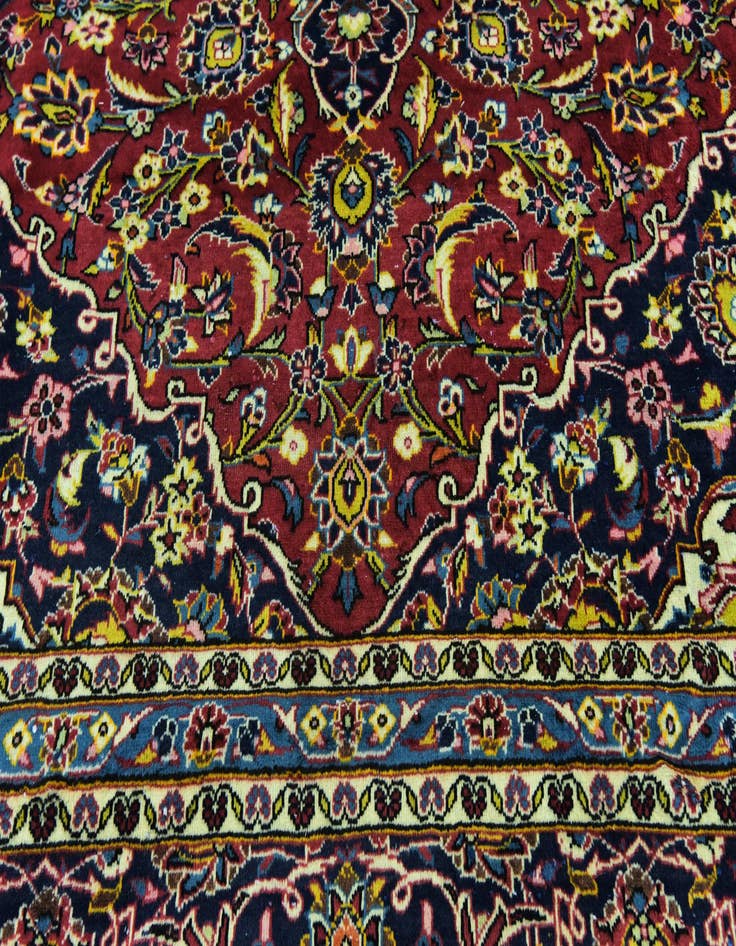 Detail image of  9' 7 x 13' 2  Hand Knotted Kashan Persian Wool Rug