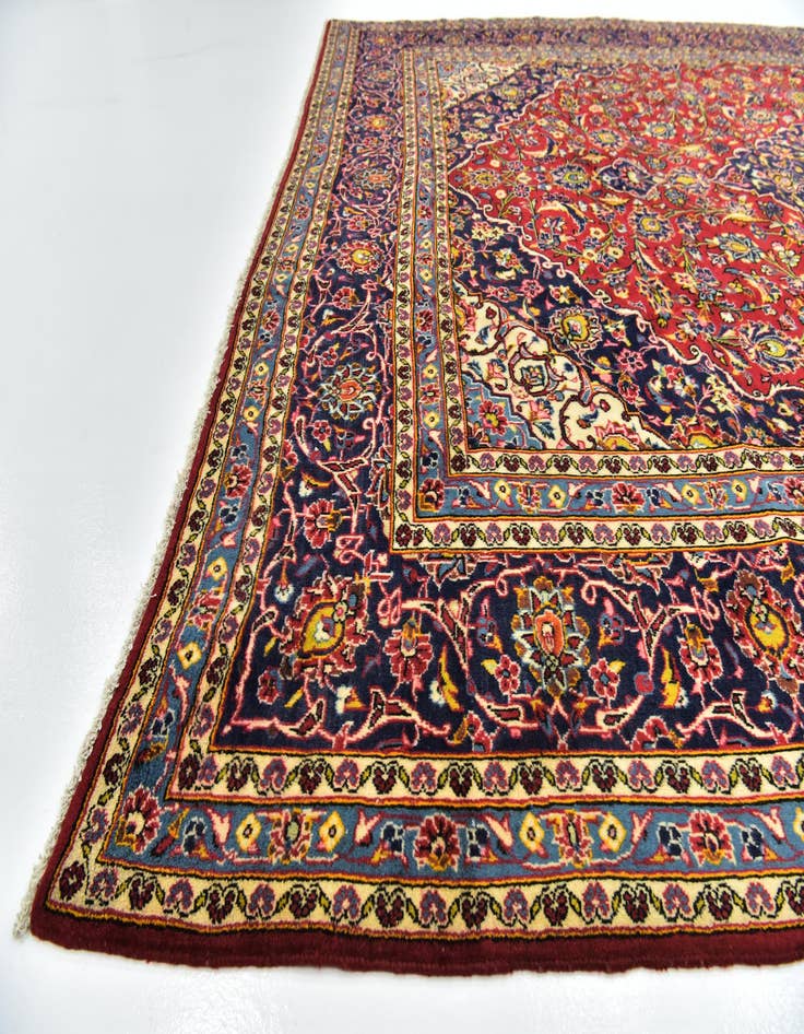 Detail image of  9' 7 x 13' 2  Hand Knotted Kashan Persian Wool Rug