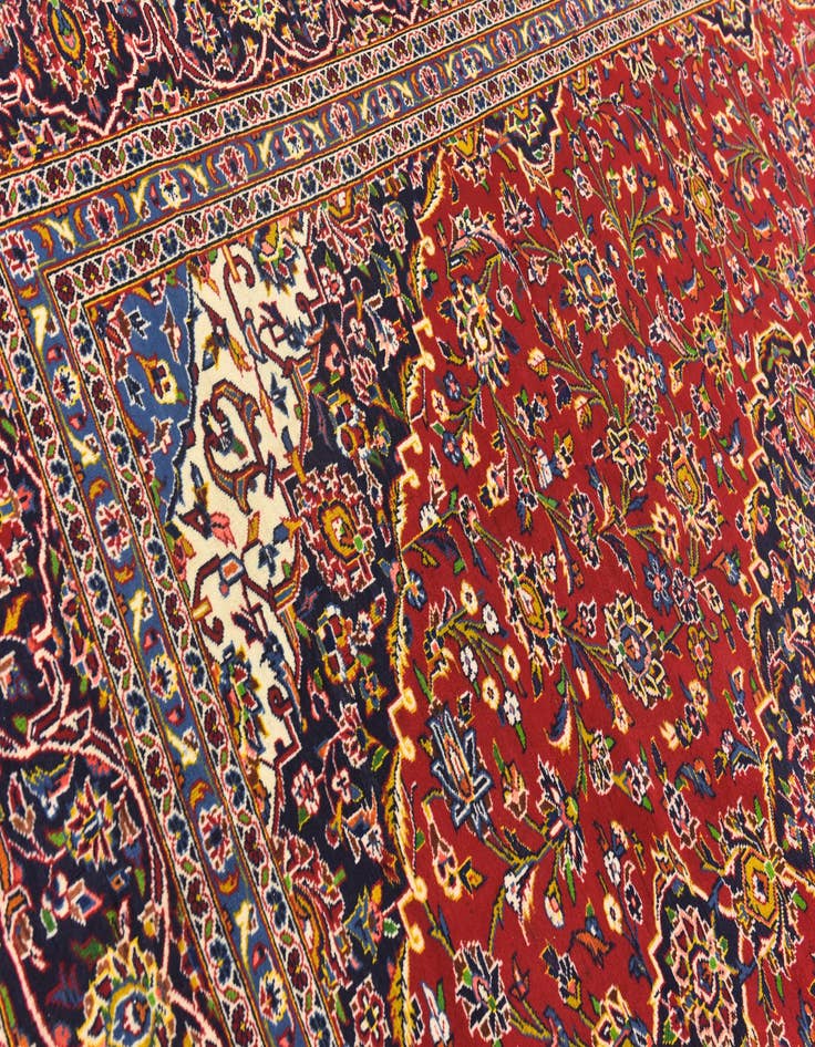 Detail image of  9' 10 x 13' 5  Hand Knotted Kashan Persian Wool Rug