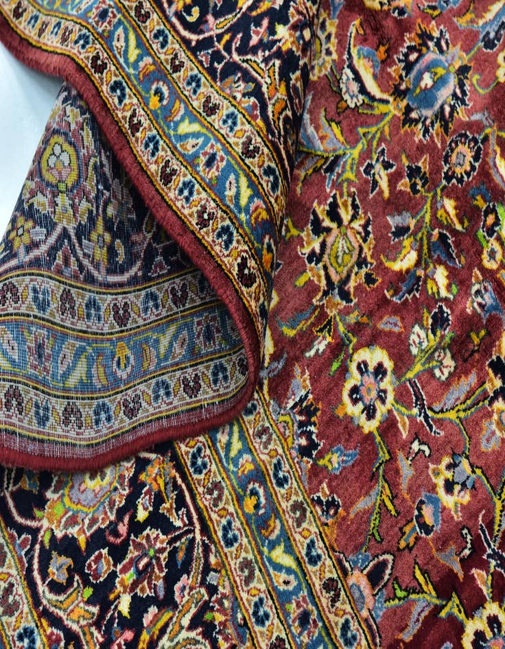 Detail image of  9' 9 x 13'  Hand Knotted Kashan Persian Wool Rug