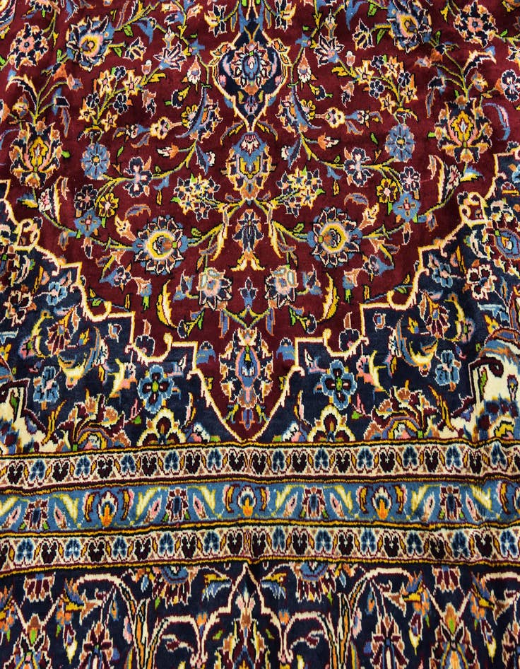 Detail image of  9' 9 x 13'  Hand Knotted Kashan Persian Wool Rug