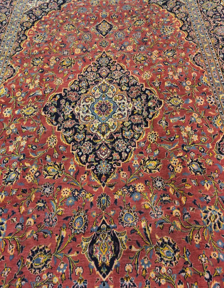 Detail image of  9' 7 x 12' 10  Hand Knotted Kashan Persian Wool Rug