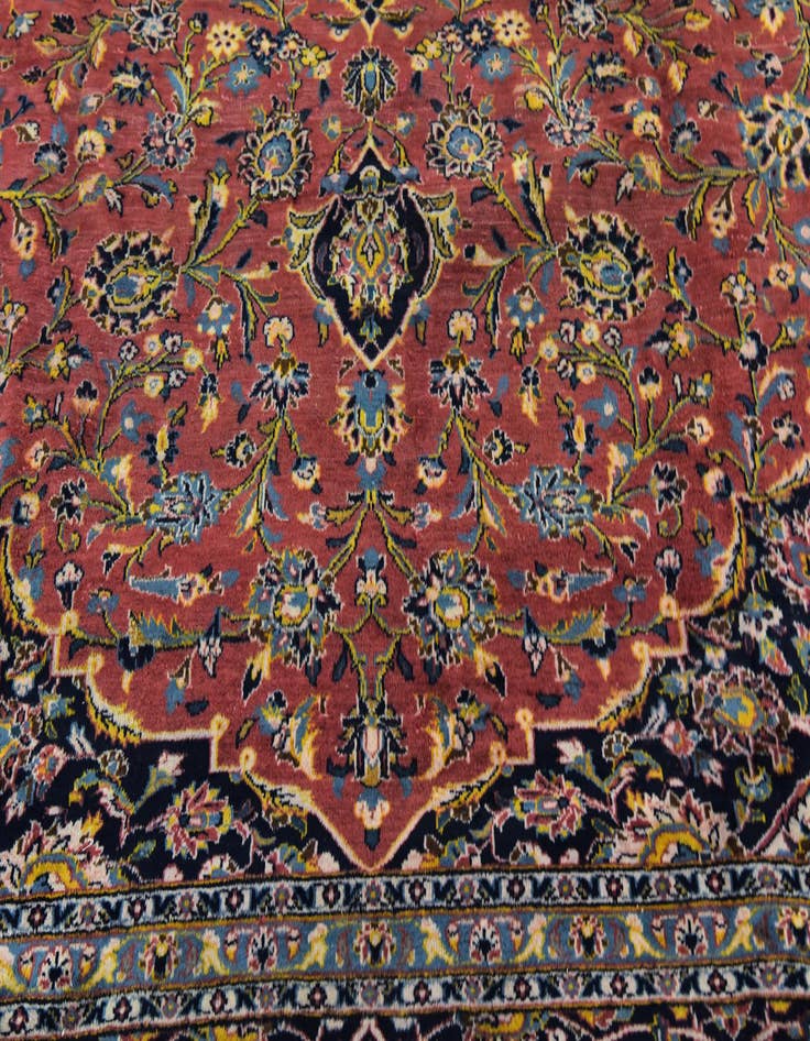 Detail image of  9' 7 x 12' 10  Hand Knotted Kashan Persian Wool Rug