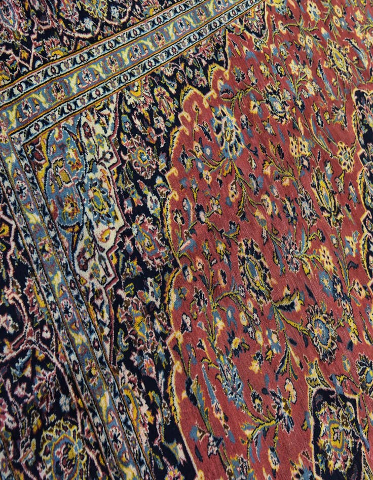 Detail image of  9' 7 x 12' 10  Hand Knotted Kashan Persian Wool Rug