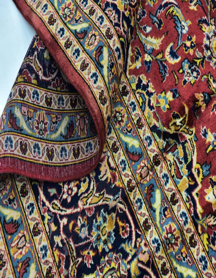 Detail image of  9' 6 x 14' 2  Hand Knotted Kashan Persian Wool Rug