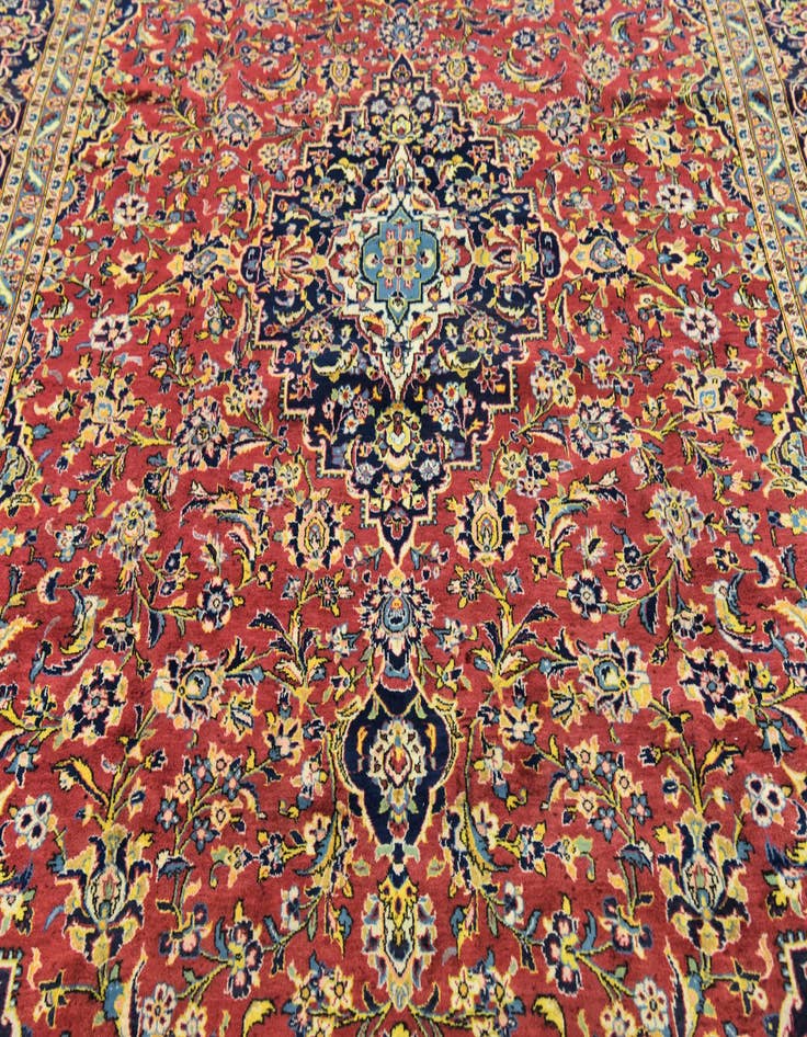 Detail image of  9' 6 x 14' 2  Hand Knotted Kashan Persian Wool Rug