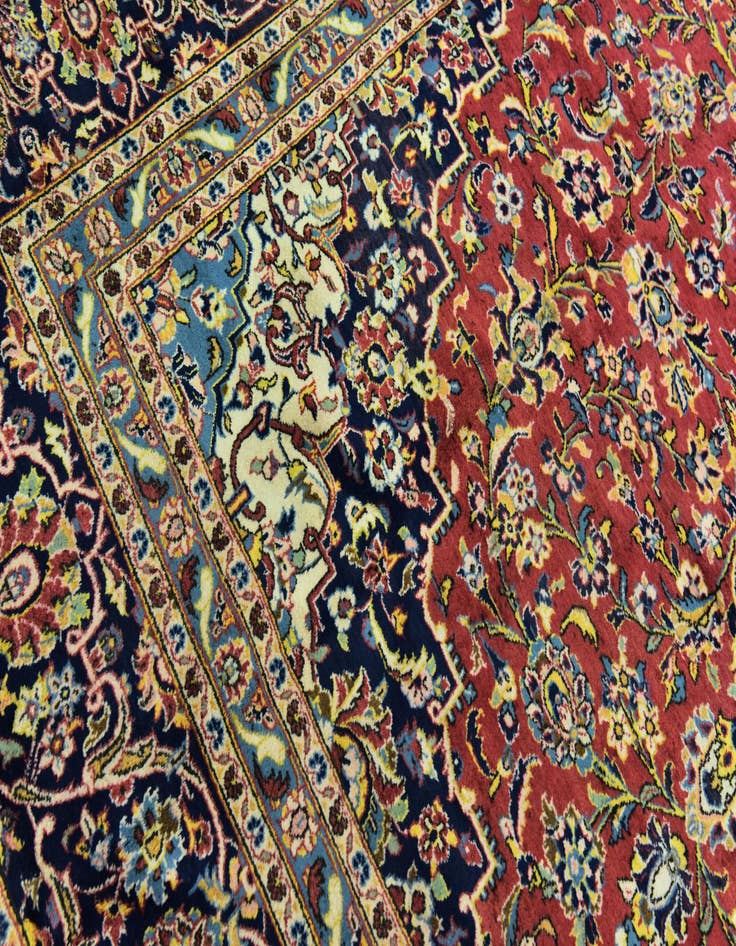 Detail image of  9' 6 x 14' 2  Hand Knotted Kashan Persian Wool Rug