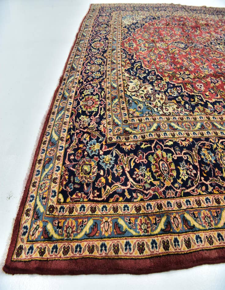 Detail image of  9' 6 x 14' 2  Hand Knotted Kashan Persian Wool Rug