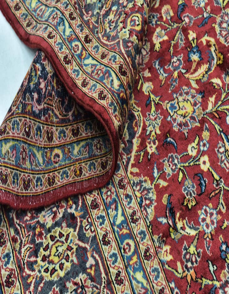 Detail image of  9' 7 x 13'  Hand Knotted Kashan Persian Wool Rug