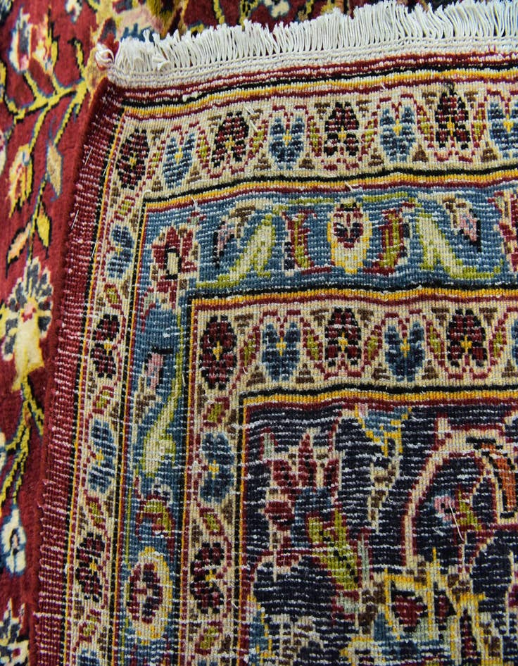 Detail image of  9' 7 x 13'  Hand Knotted Kashan Persian Wool Rug