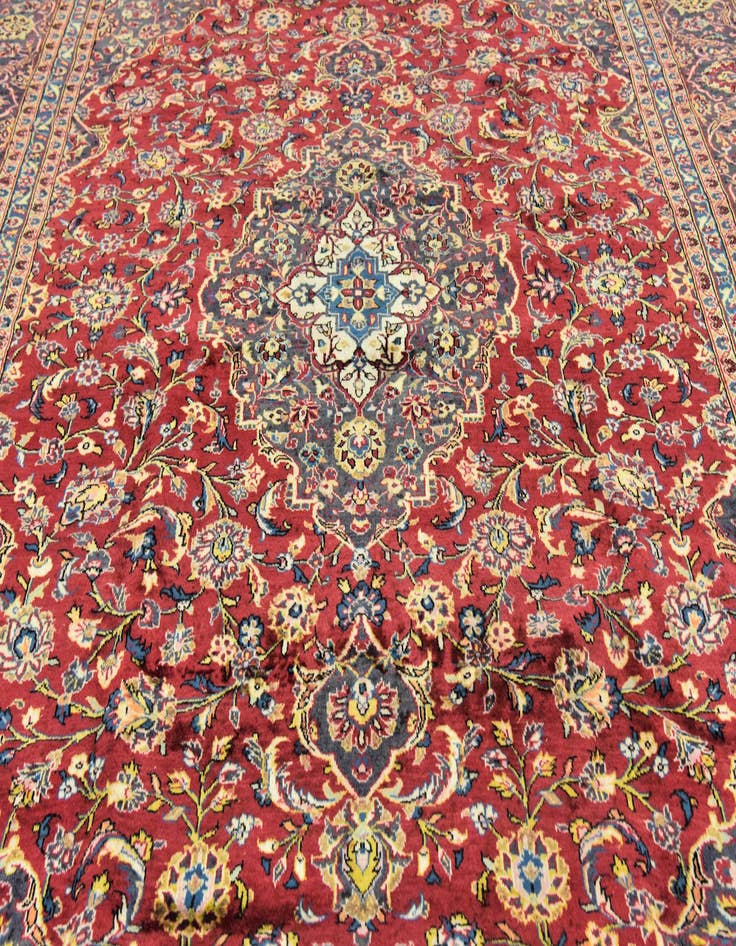 Detail image of  9' 7 x 13'  Hand Knotted Kashan Persian Wool Rug