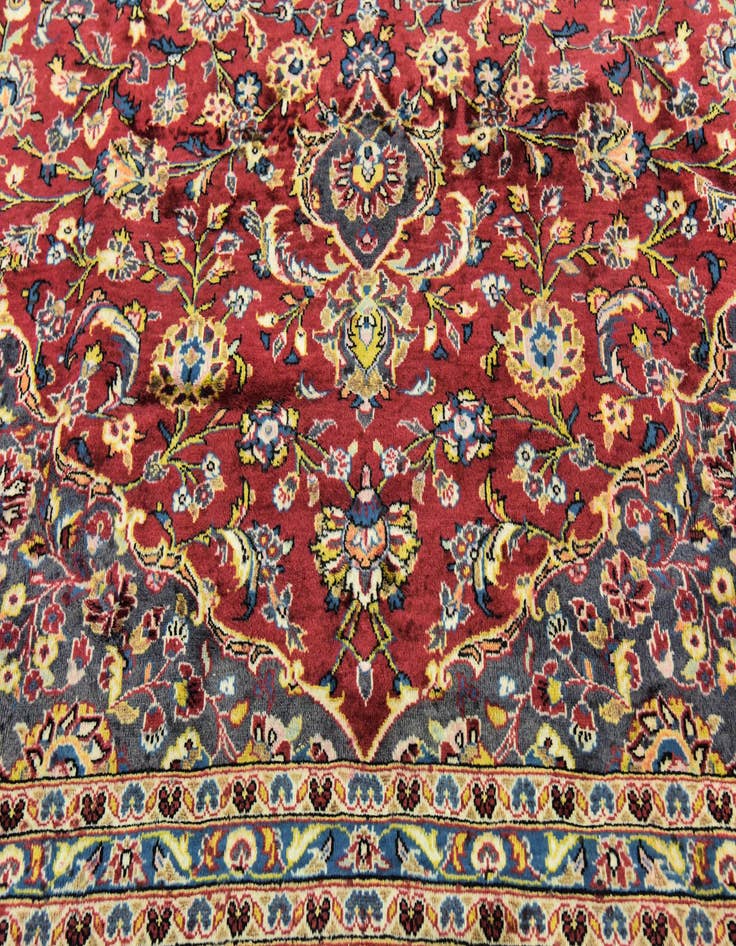 Detail image of  9' 7 x 13'  Hand Knotted Kashan Persian Wool Rug