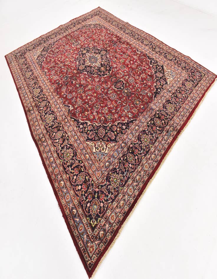 Detail image of  10' x 12' 7  Hand Knotted Kashan Persian Wool Rug