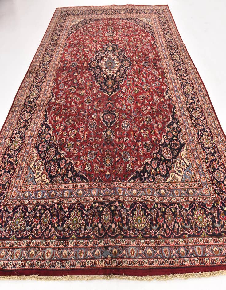 Detail image of  10' x 12' 7  Hand Knotted Kashan Persian Wool Rug