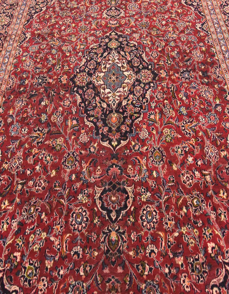 Detail image of  10' x 12' 7  Hand Knotted Kashan Persian Wool Rug