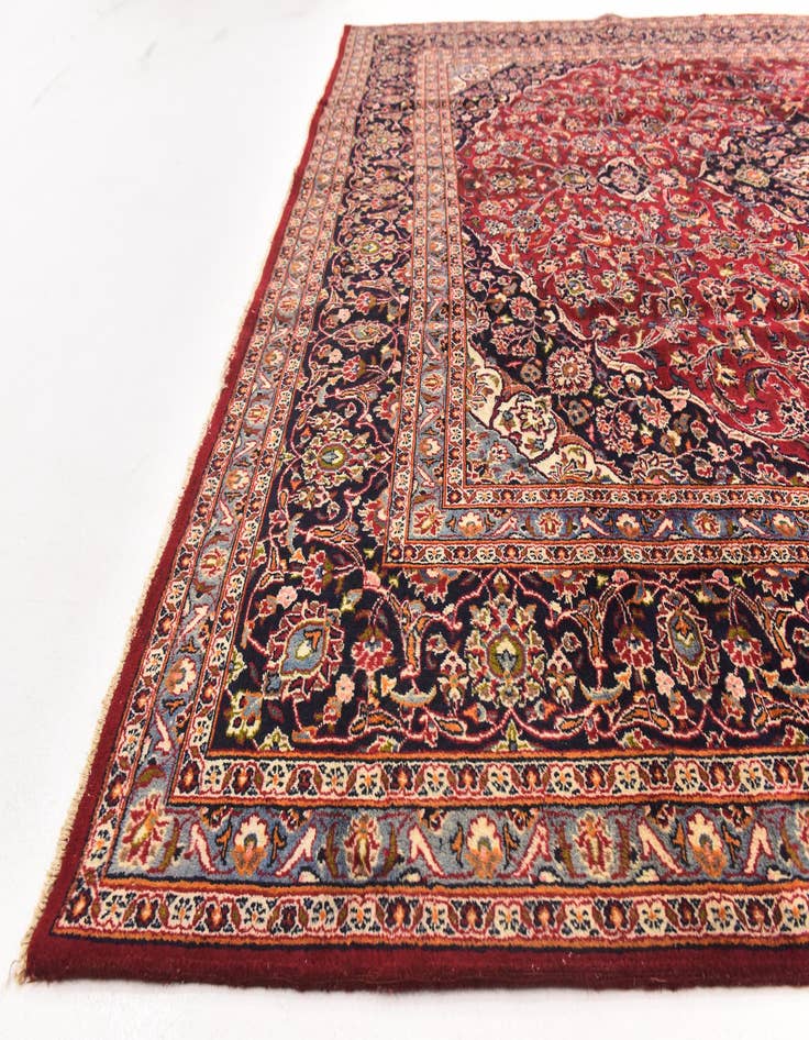 Detail image of  10' x 12' 7  Hand Knotted Kashan Persian Wool Rug