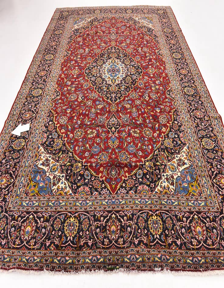 Detail image of  9' 8 x 12' 7  Hand Knotted Kashan Persian Wool Rug