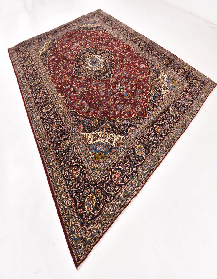 Detail image of  9' 8 x 12' 7  Hand Knotted Kashan Persian Wool Rug